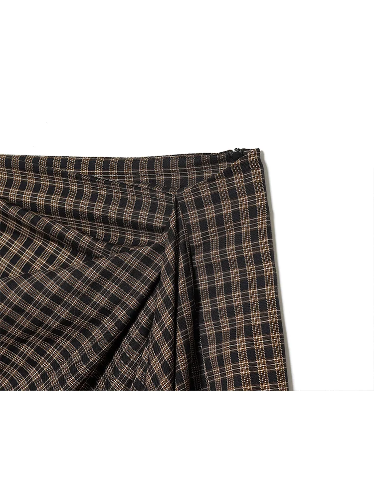  Women's High Waist Plaid Midi Skirt Fashion Casual Slimming Plaid Printed Straight Skirt Retro Style Elegant Lady Long Skirt