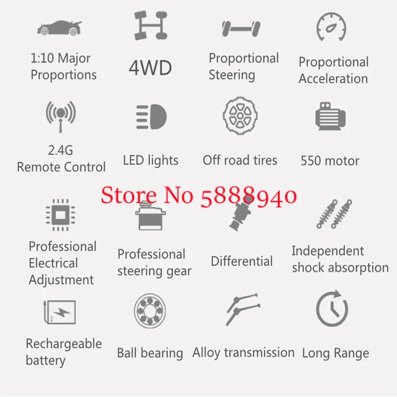 1:10 60KM/H High-Speed All Terrain Off-Road RC Truck 4WD Metal Chassis Off Road 45° Climb Waterproof Radio Control Racing Car 2