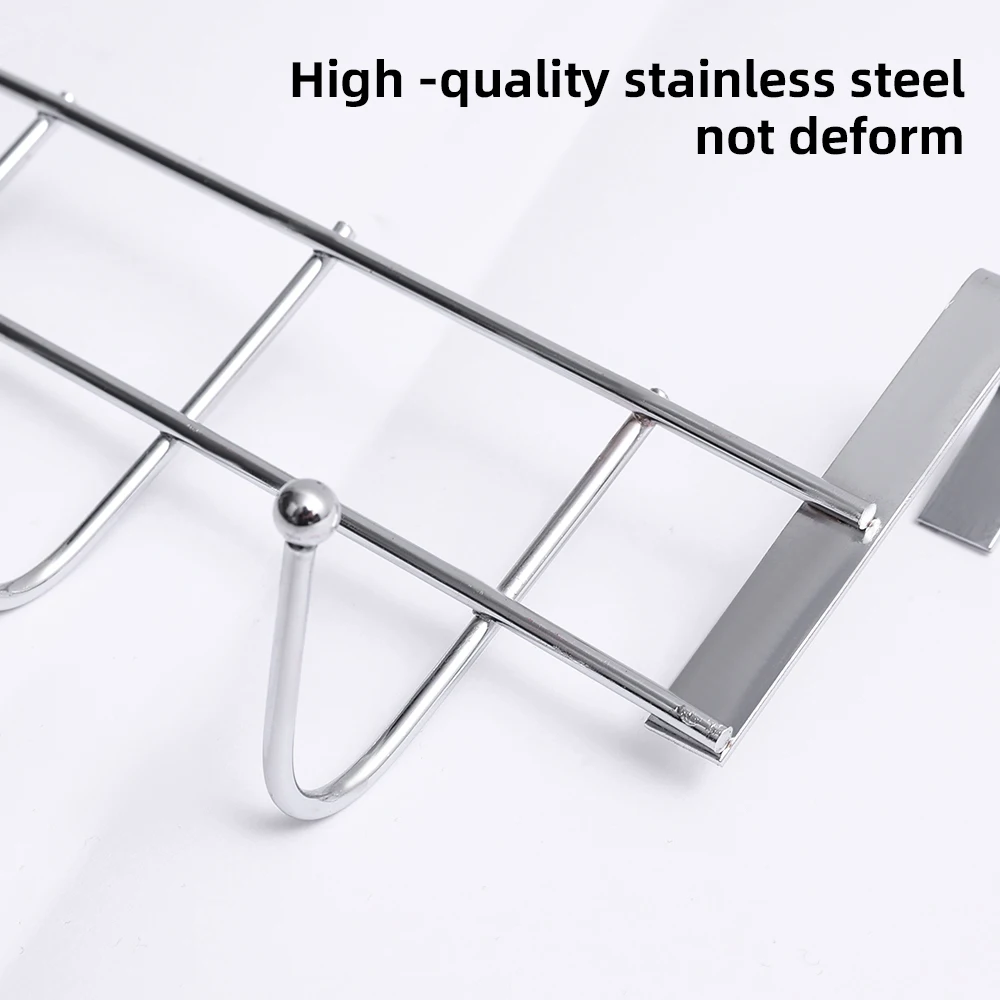 Description Picture 4 of itemDoor Hanger Hook Stainless Steel Kitchen Cabinet Pull Over Door Hook Clothes Bedroom Bathroom Hanger Bags Towel Holder 5 Hooks