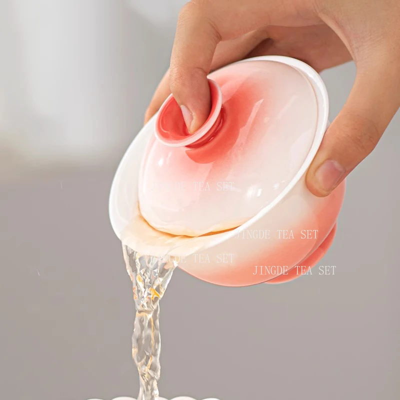 Gradient Tea Set Household Ceramic Kung Fu Tea Set Tea Tasting Cup San Cai Gai Bowl Teaset Accessories Chinese Cup Gaiwan