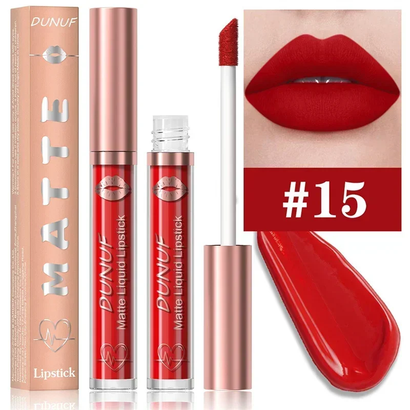 thumbnail image 1 of Matte Velvet Lip Gloss Dark Red Brown Lip Glaze Long Lasting Waterproof Liquid Lipstick Natural Moisturizer Transparent Lip Oil, 1 of 5
