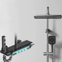 Hot Cold Bathroom Shower Faucet Set 4 Functions Shower Set Mixer Shower System Wall-mounted Temperature Digital Display 1
