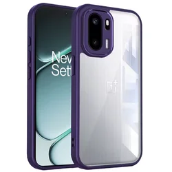 Enhanced Shockproof Silicon Bumper Case with Clear Matte Back Cover for OnePlus Ace 6T (TMMS Purple)