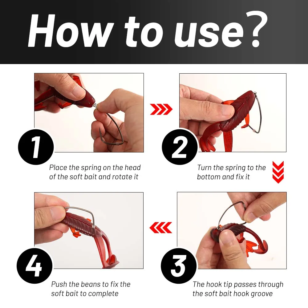 ZUKIBO 5pcs Spring Spiral Lock Worm Hooks 4