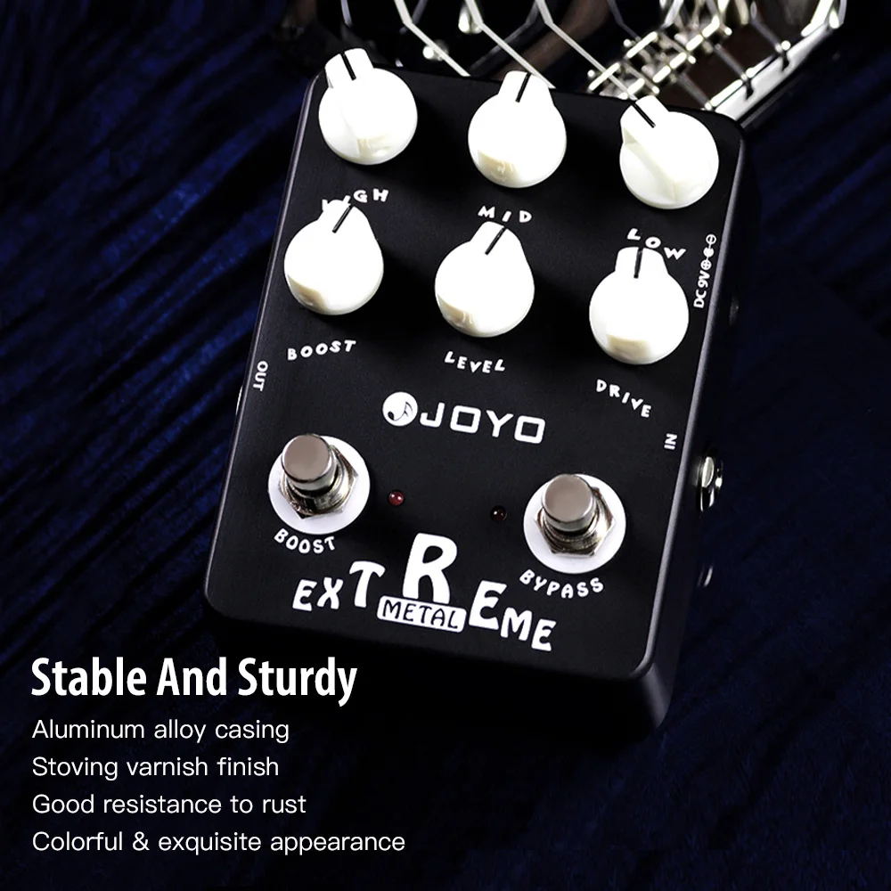 JF-17 EXTREME METAL Distortion Guitar Pedal with 3 Band EQ and Sweep Mid-Freq Kn