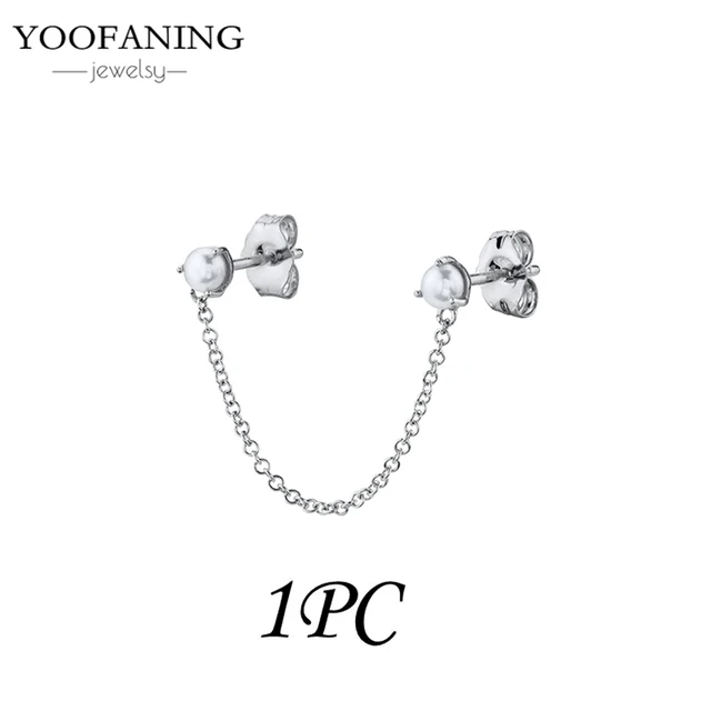 YUXINTOME 1 PC 925 en argent Sterling aiguille d'oreille coloré Zircon chaîne gland boucles d'oreilles pour les femmes deux trous boucle d'oreille bijoux A45