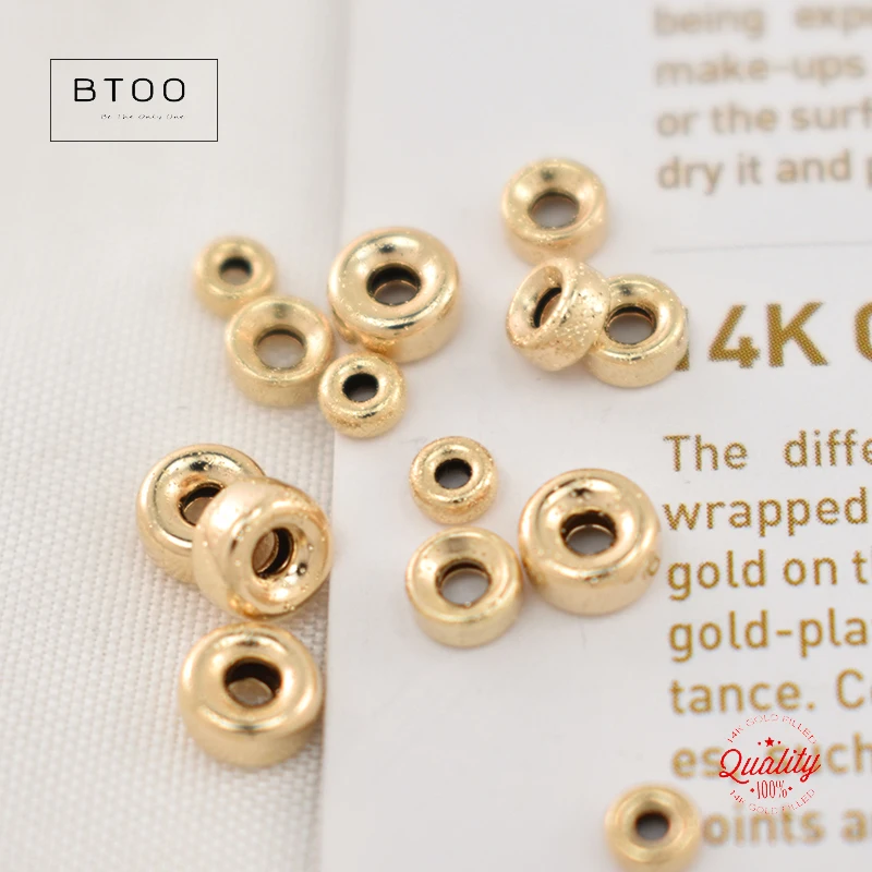 14K Gold Filled Donut-Perlen, Reifenperlen, Radperlen für die Schmuckherstellung, handgefertigtes Zubehör, anlaufbeständige Schmuckkomponenten – Detail 11