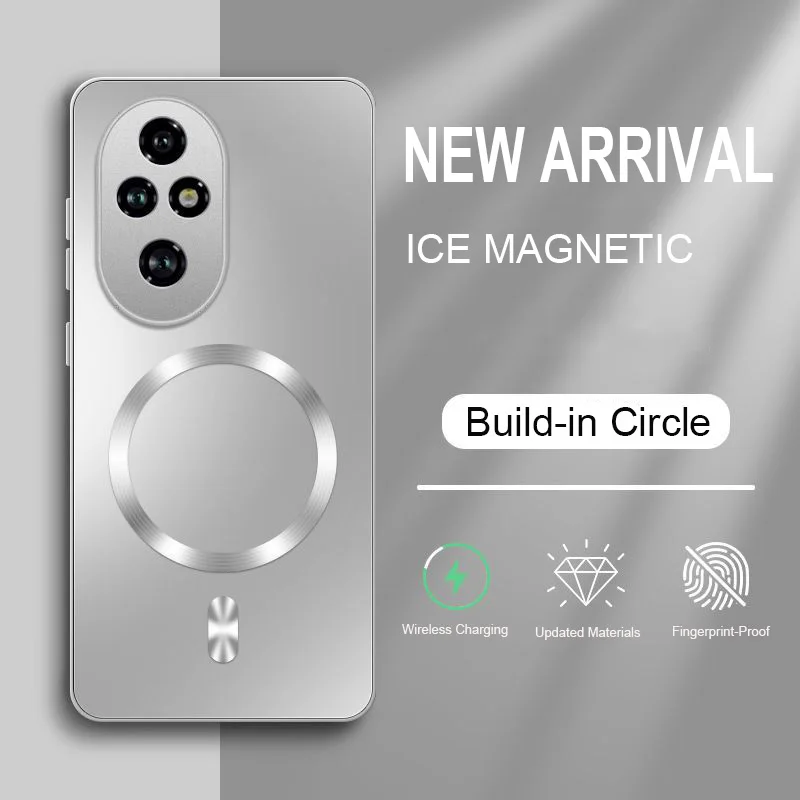 Magnetic Matte Silicone Shockproof Case with Wireless Charging and Hard PC Bumper