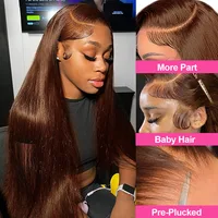 13x4 13x6 HD chocolat brun os droite dentelle avant perruque 38 pouces dentelle frontale perruque cheveux humains pré-plumés # Perruques de cheveux humains 4 couleurs 4
