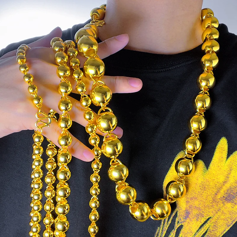 

Boutique gold-plated multi-specification hollow thin-walled bead chain bead bead necklace men's necklace halloween