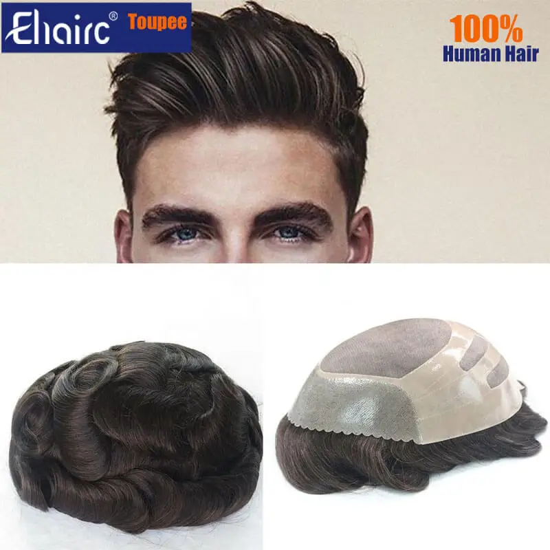 Bond- Men's Wigs Mono Base With PU In Front And NPU Back Replacement System Unit Male Hair Prosthesis 100% Natural Wig For Men 2