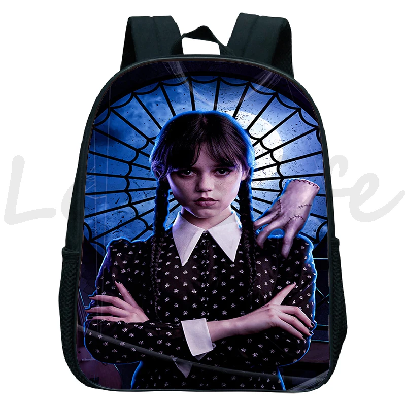 

Wednesday Addams Backpack kids Kindergarten Bag Nevermore Academy School Bag Children Rucksack Boys Girls Bagpack 12 Inch