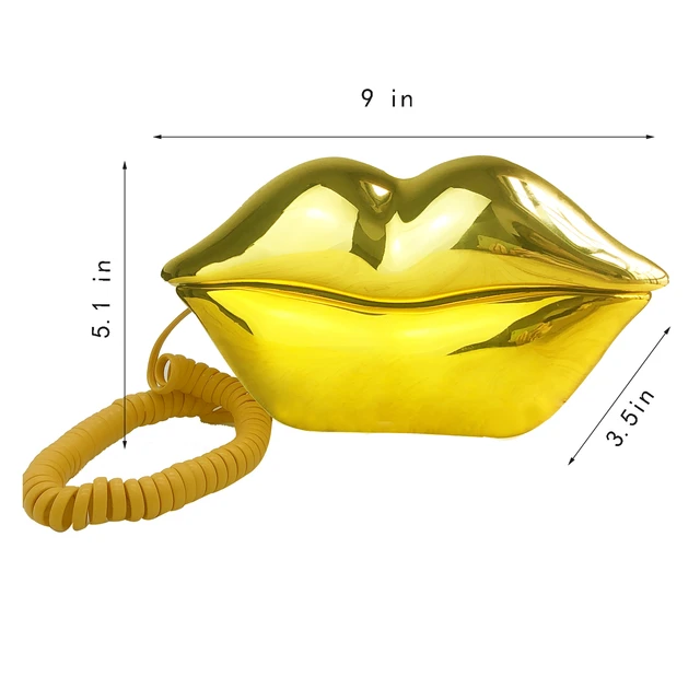 Corded Golden Telephone for Decor, Funny Novelty Lips Phone, Wired Mouth  Telephone Cartoon Shaped Real Land line Home Office - AliExpress