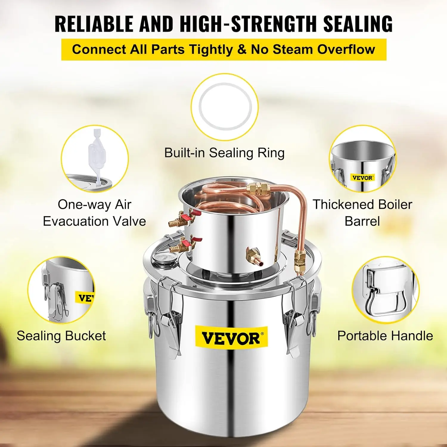 Alcohol Still 13.2Gal/50L Alcohol Distiller Stainless Steel Distillery Kit for With Copper Tube & Pump Home Brewing Kit