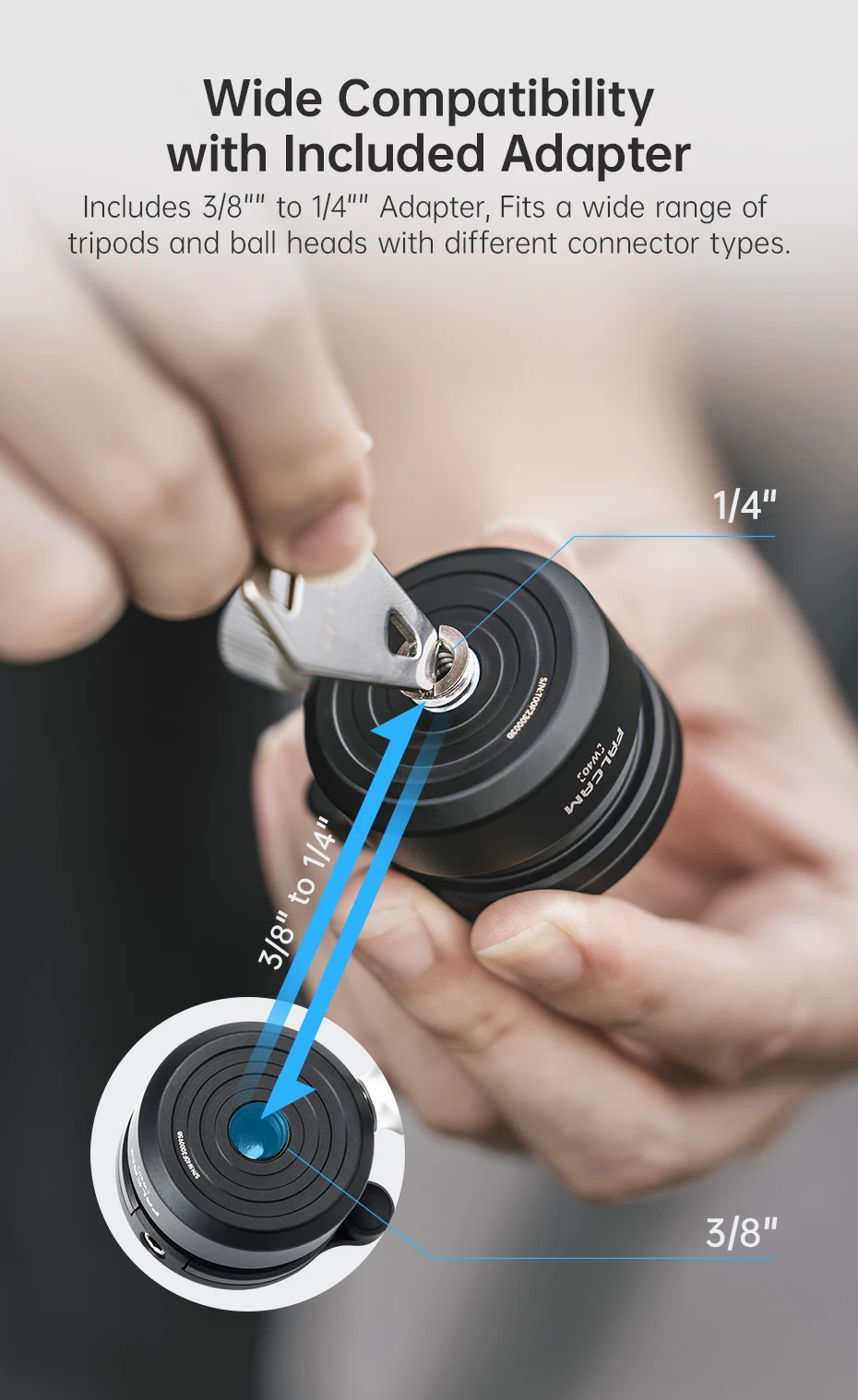 FALCAM Mini Bowl-Type Ball Head(W40) ±8 ° Tilt Adjustment 360° Level Adjustment