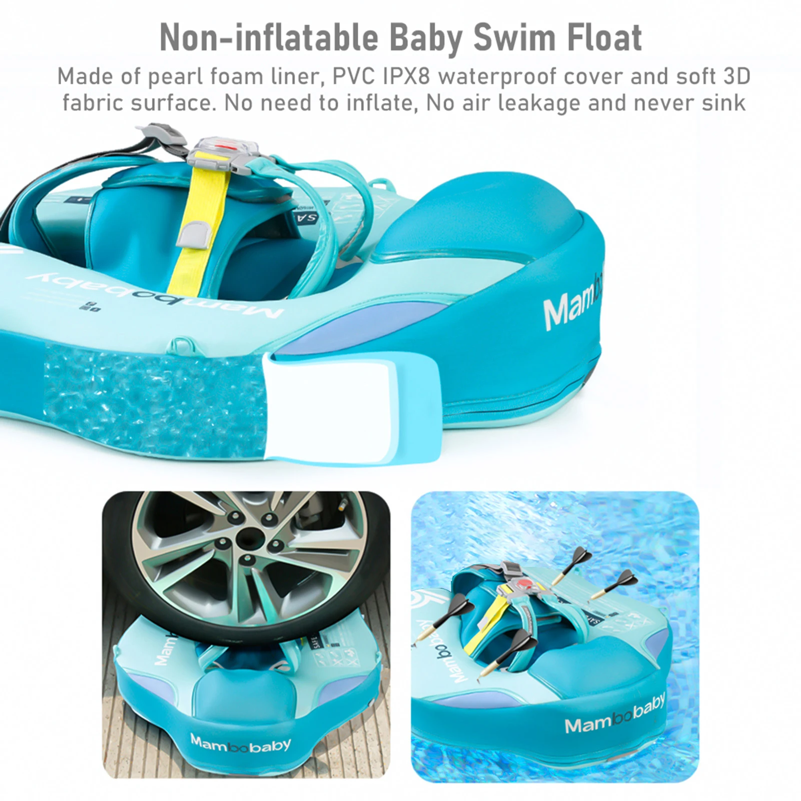Mambobaby Float Dropshipping Non-Inflatable Baby Float with Canopy Waist Swimming Chest Floater with Tail Float Trainer 5