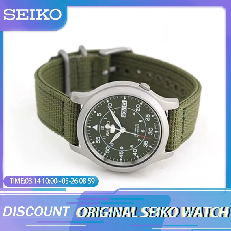 Nuovi Orologi Seiko Per Orologio Da Uomo Automatico In Acciaio Inossidabile 5 Con Orologio Da Polso Impermeabile Luxuy Snk805 Al Quarzo In Tela Verde
