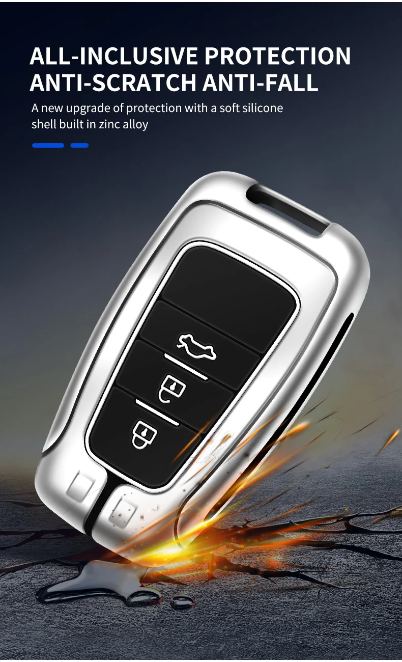 Zinc Alloy Car Remote Key Case Cover Shell Fob For Toyota Corolla Prius Camry CHR C-HR RAV4 Altis Land Cruiser Prado Accessories - S5255d47263394bb9a0f2dc6ae2909c7dB