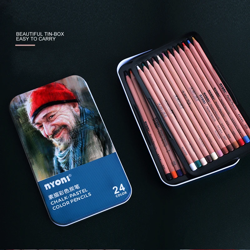 

24pcs/Lot Professional Pastel Pencils Skin Thicker Lead Wood Color Pencil Portrait Chalk For Student School Art Supplies