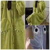 Plus Size Cartoon Long Robe Couple Models Hooded Pajamas Facecloth Bathrobe Autumn and Winter Coral Fleece Robe Women Homewear 1