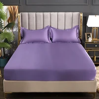 New Satin Fitted Sheet European Style Rayon Mattress Cover Elastic Band Bed Sheet King 140x200 160x200 No Pillowcase Beddings 2