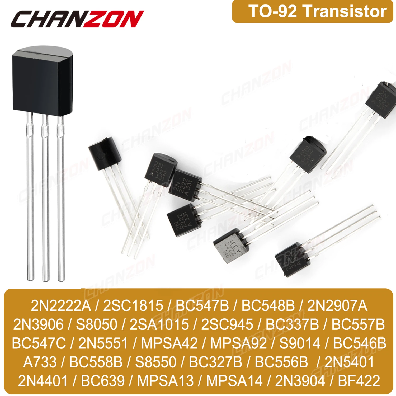100PCS-ZU-92-Bc547-2N3904-2N7000-2N2222A-2N5551-2N3906-Bc337B-Bc557B ...