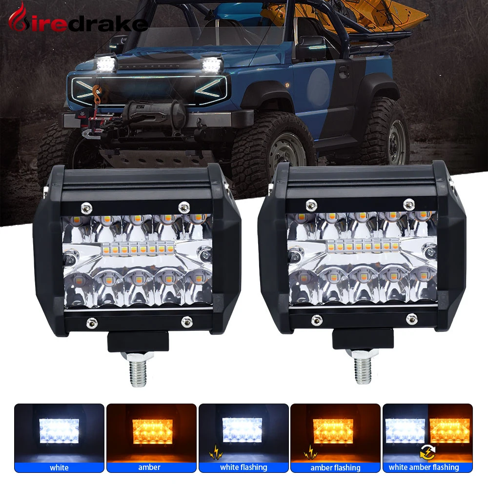 

Firedrake Three Rows of 4 Inch/7 Inch Car Worklights Yellow and White Flash Work Lights in Five Light Modes160W 6000K/3000K