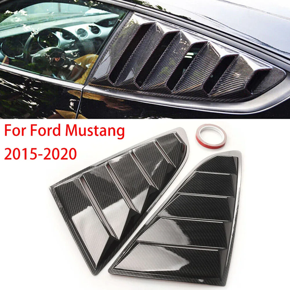 Per Ford Mustang 2015-2020 Car Rear Louver Window Side Shutter Cover Trim Sticker Vent Scoop Abs Accessori Neri In Fibra Di Carbonio