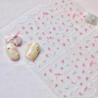 1pc 3D Thin Wild Pink Small Flowers Nail Art Stickers Self Adhesive Decals Manicure Accessories MS637 1