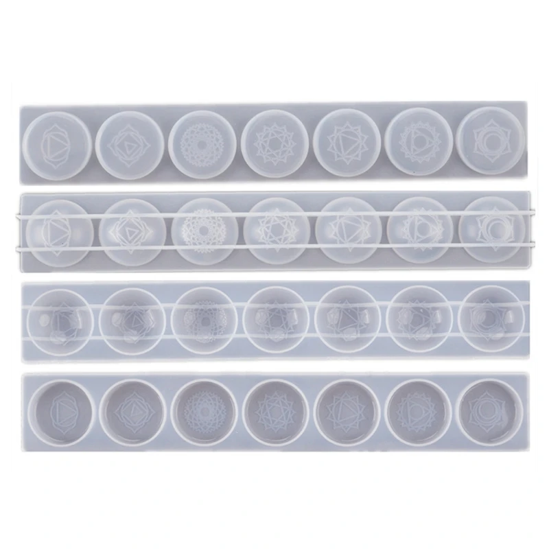 

MXME Silicone Round Reiki Healing Mold 7 Stones Resin Molds for Handmade Crafts Engraved Epoxy Casting Mould
