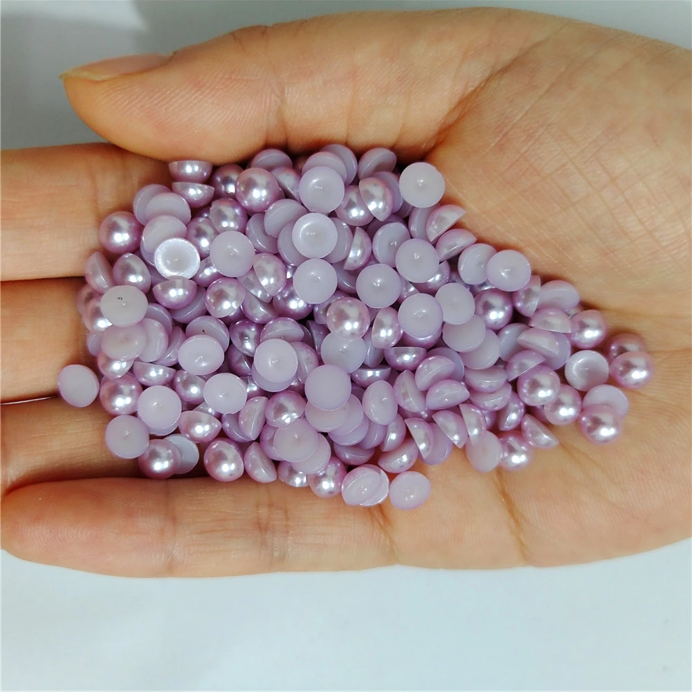 Assorted Sizes Multicolor ABS Half Round Plastic Pearl Flat Back Rhinestones for Nail Art and Jewelry Crafting