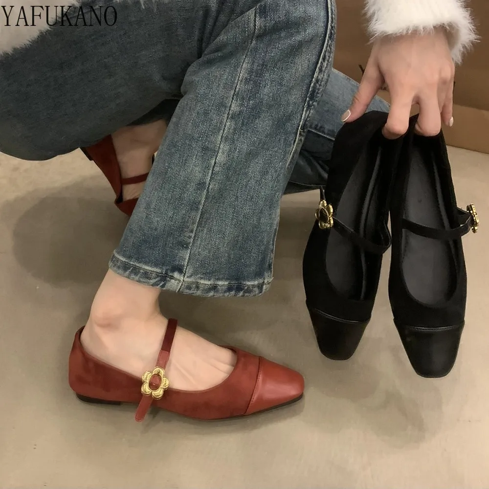 

Мягкая подошва, простые туфли в стиле ретро с квадратным носком в сказочном стиле, нежные туфли с пряжкой и ремешком, сращивающиеся Туфли Мэри Джейн