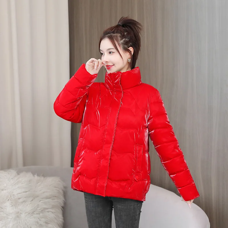 2023 Winter Puffer Jacket Women Long Sleeve Parka Thick Warm Stand-up Collar Korean Oversized Snowwear Outerwear Red Black Green
