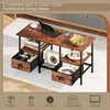 Coffee Table with 2 Fabric Drawers, 35inch Small Coffee Table for Living Room, 2-Tier Central Table 	Rustic Brown 5