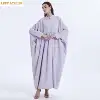 Ramadan kebaya Middle Eastern Muslim women's dress solid color pleated bat sleeve loose dress Abaya