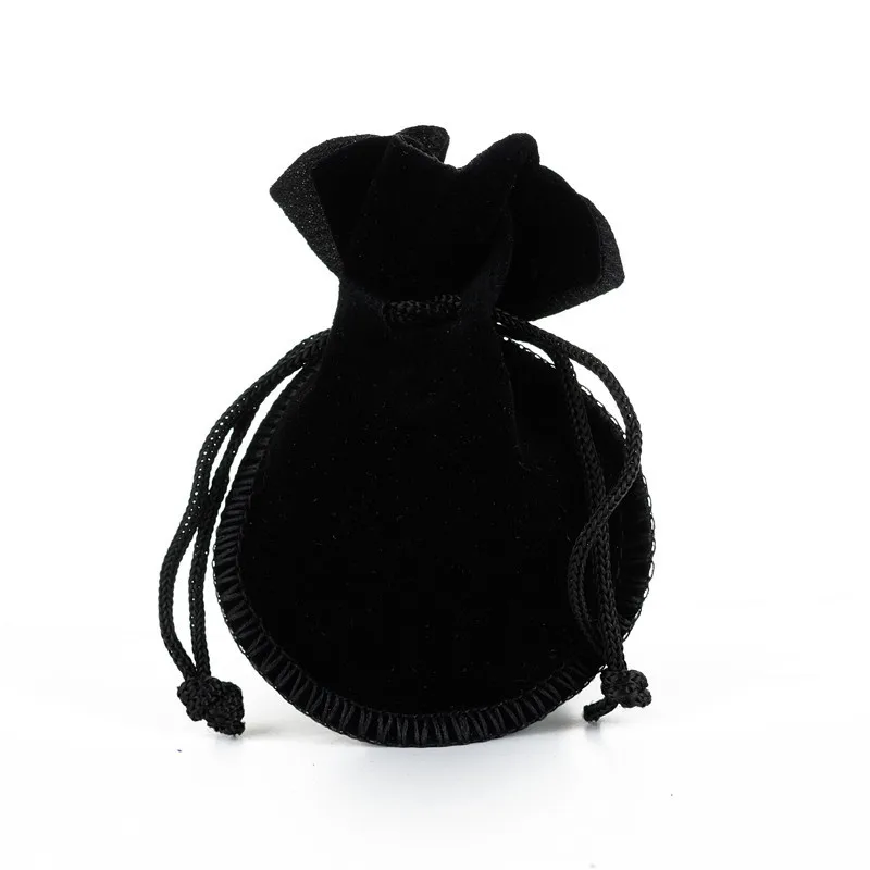 100pcs/lot 7x9cm Black Calabash Shape Drawstring Gourd Velvet Bags Jewelry Pouches Wedding Gift Packaging Bags Custom Logo