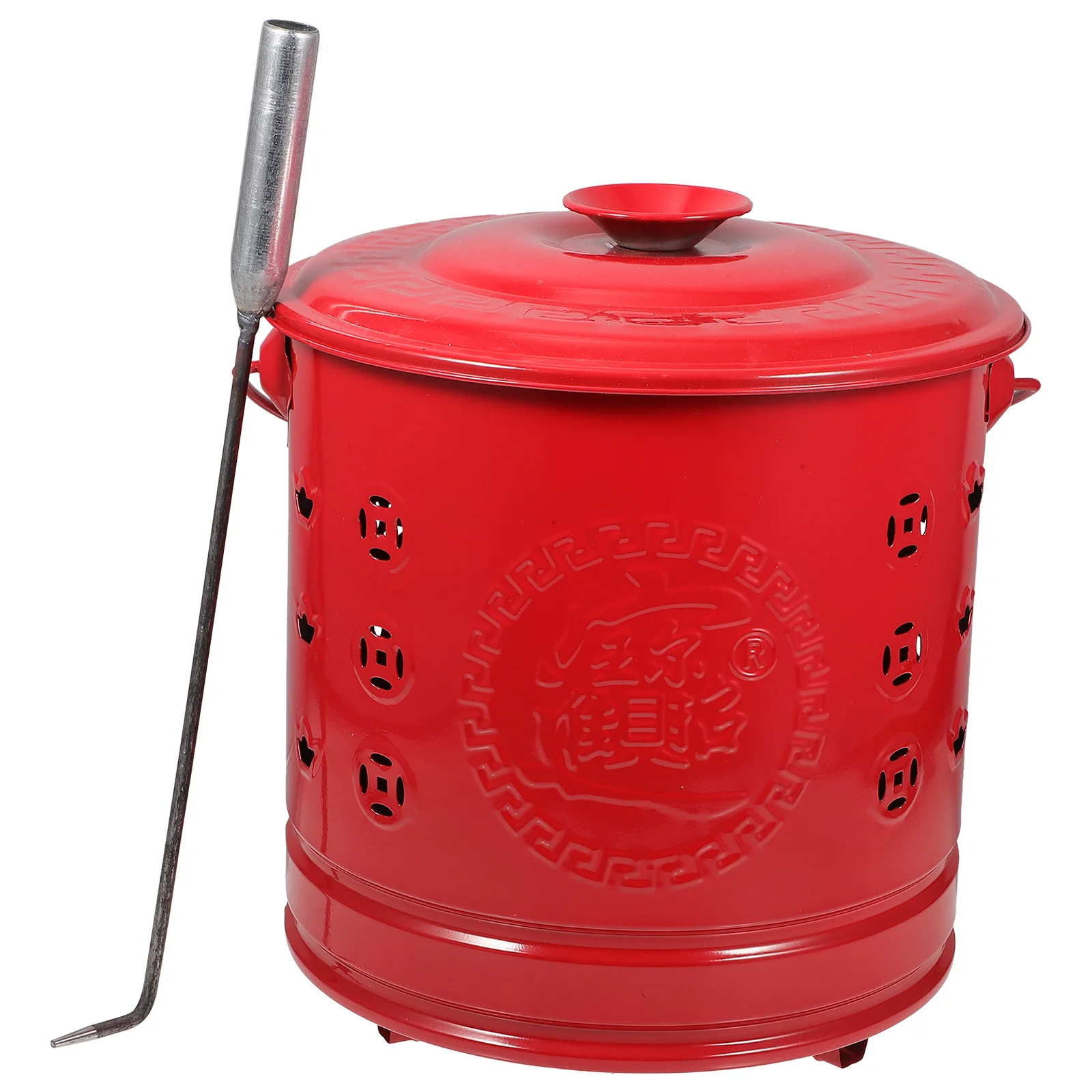 

1 Set Professional Burning Bucket Household Paper Money Burn Barrel with Hook