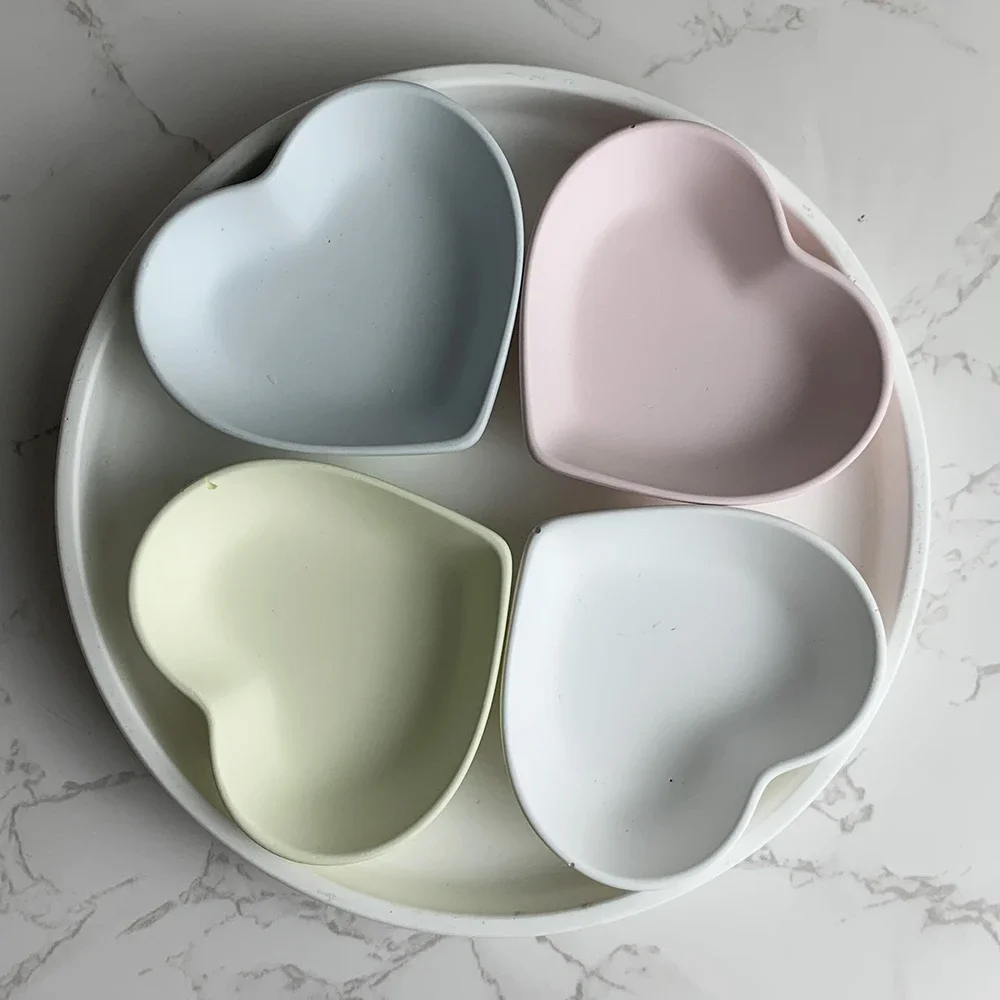 Concrete Heart Shape Silicone Molds DIY Handmade Epoxy Resin Jewelry Storage Tray Molds Plaster Flower Pot Mould Home Decor silicone mold