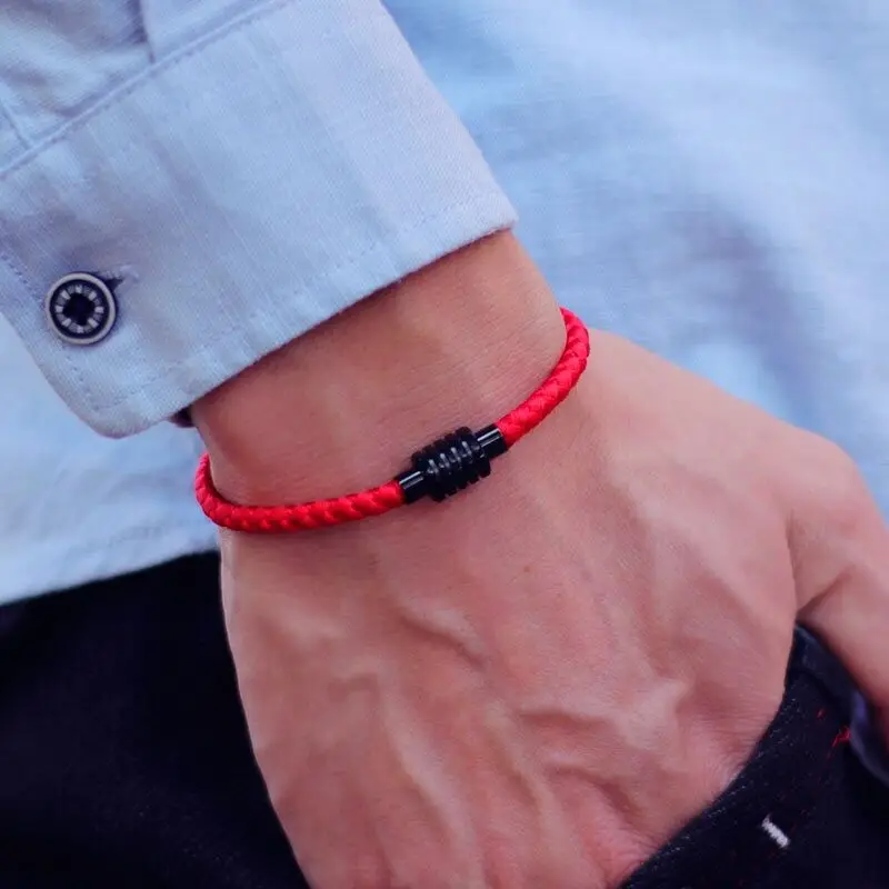 Stainless Steel Magnetic Rope Cord Bracelet for Men