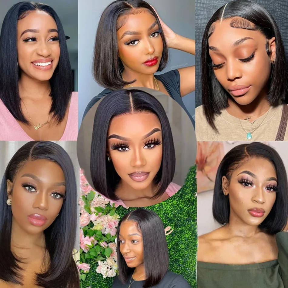 Wear Go Glueless Bob Wig Lace Front Human Hair Wigs Short Pre Plucked Straight 13x4 HD Transparent Lace Frontal Wig Bob on Sale - Image 6