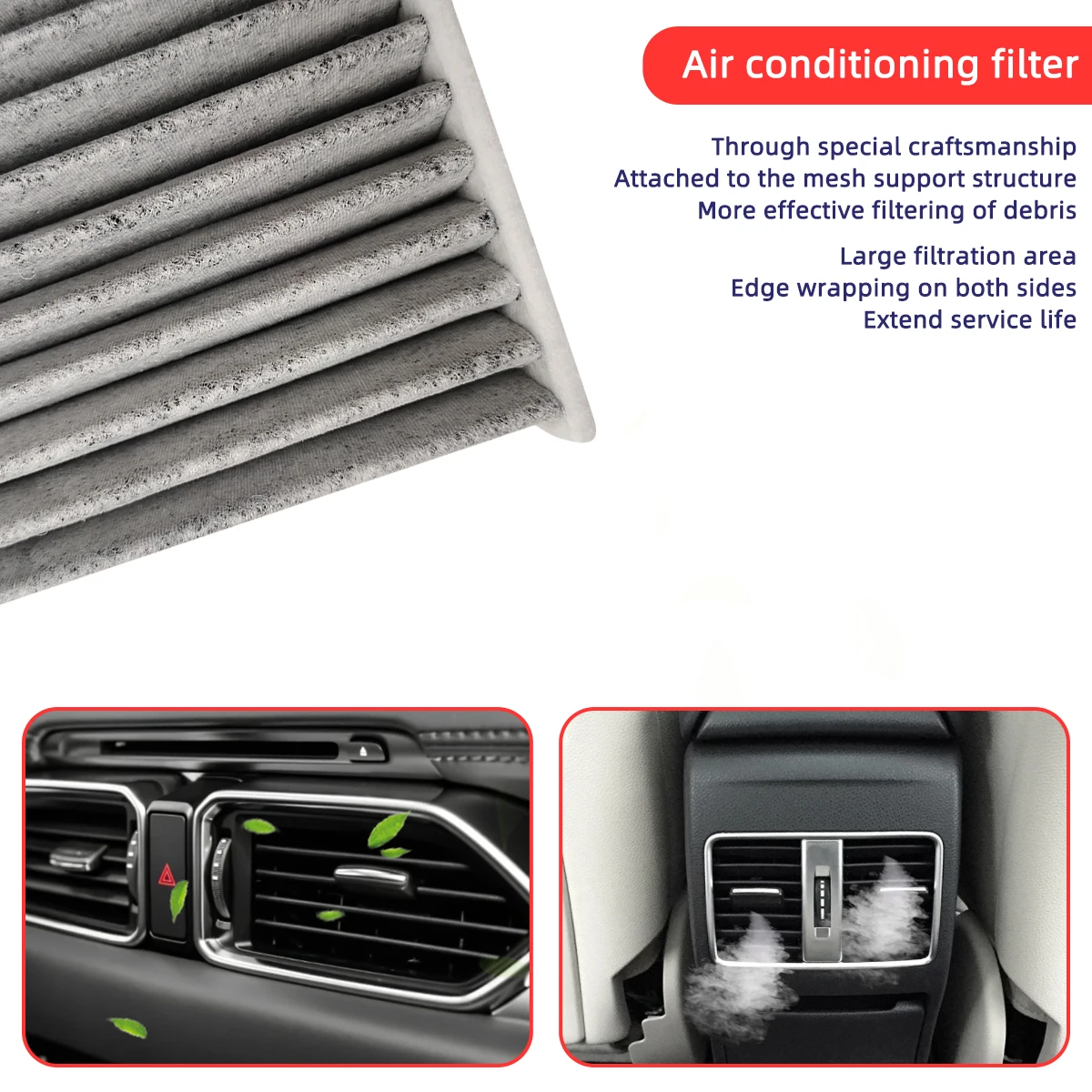 Car Cabin Air Filter For Toyota RAV4 2006- Auto Filters Carbon Fiber P3875WS 80219-SHJ-A01 80292-SDA-407 80292-SDA
