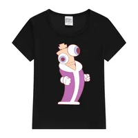 Kinger The Amazing Digital Circus Sticker Cartoon Girls Clothes From 3 to 12 Years Old Graphic Top Birthday T Shirts Summer Tee 1