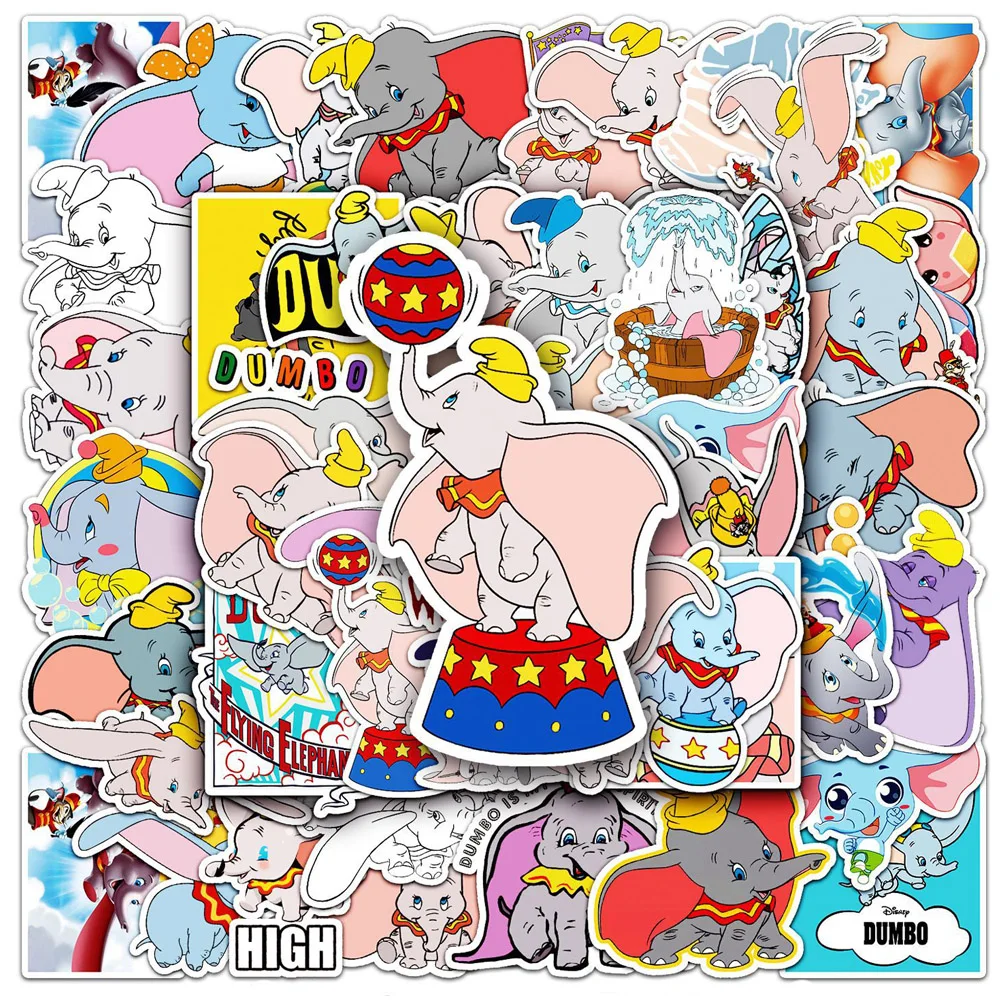 10/30/50pcs Disney Cartoon Dumbo Stickers Decals Cute Graffiti Laptop Scrapbooking Phone Case Vinyl Waterproof Kid DIY Toy Gift