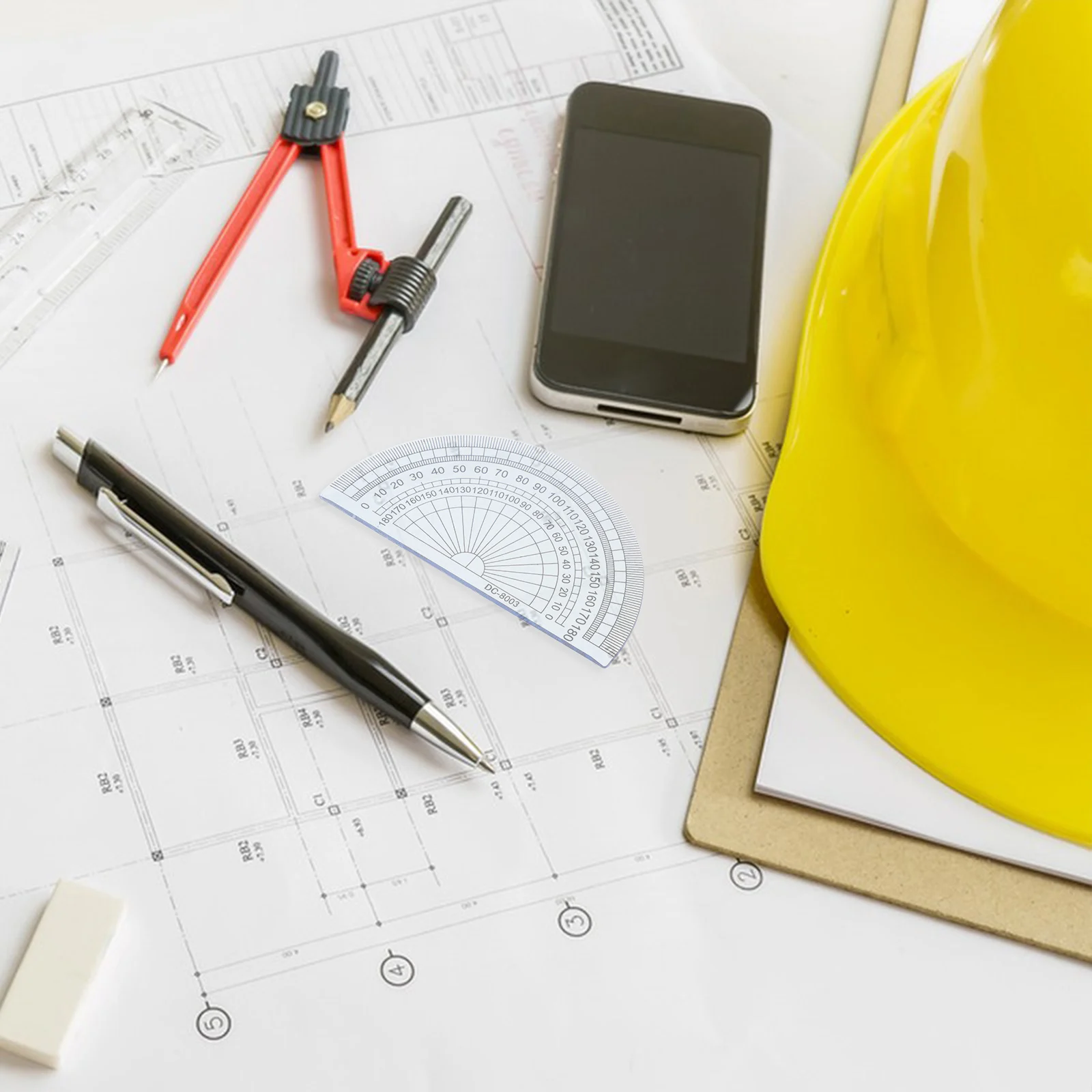 20개 4인치(10cm) 플라스틱 180도 각도기, 각도 측정용, 학교, 사무실, 학생 수학용 투명 자 도구