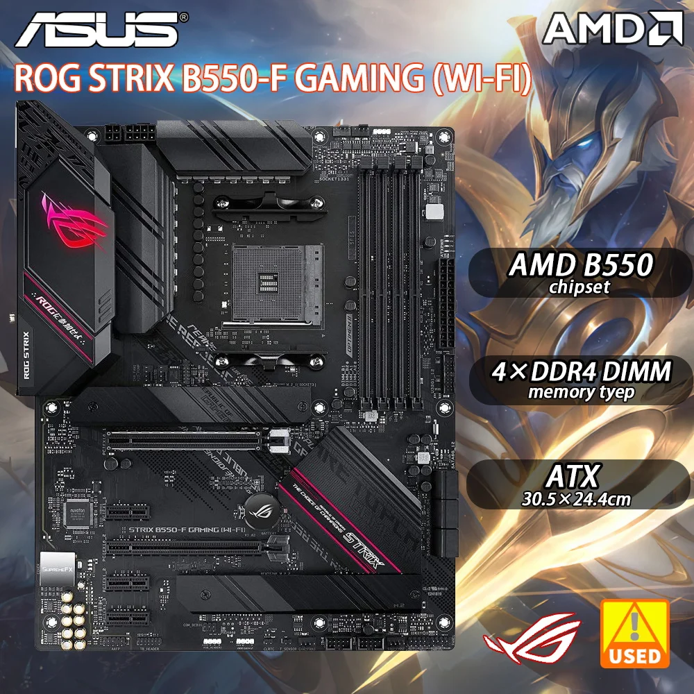 ASUS carte mère STRIX B550 F pour GAMING, WI FI, AMD, AM4, DDR4, 128 go, PCI E 4.0, SATAIII, M