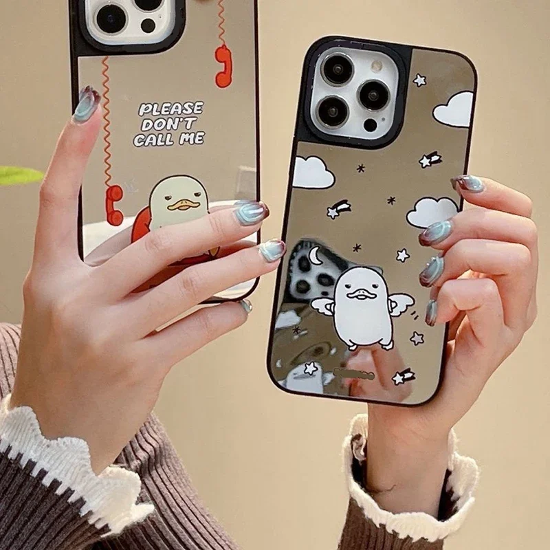 

Mirror Surface Cute Duck Phone Case Cover for IPhone 11 12 13 14 15 Pro Max Case for IPhone 15 Pro Max
