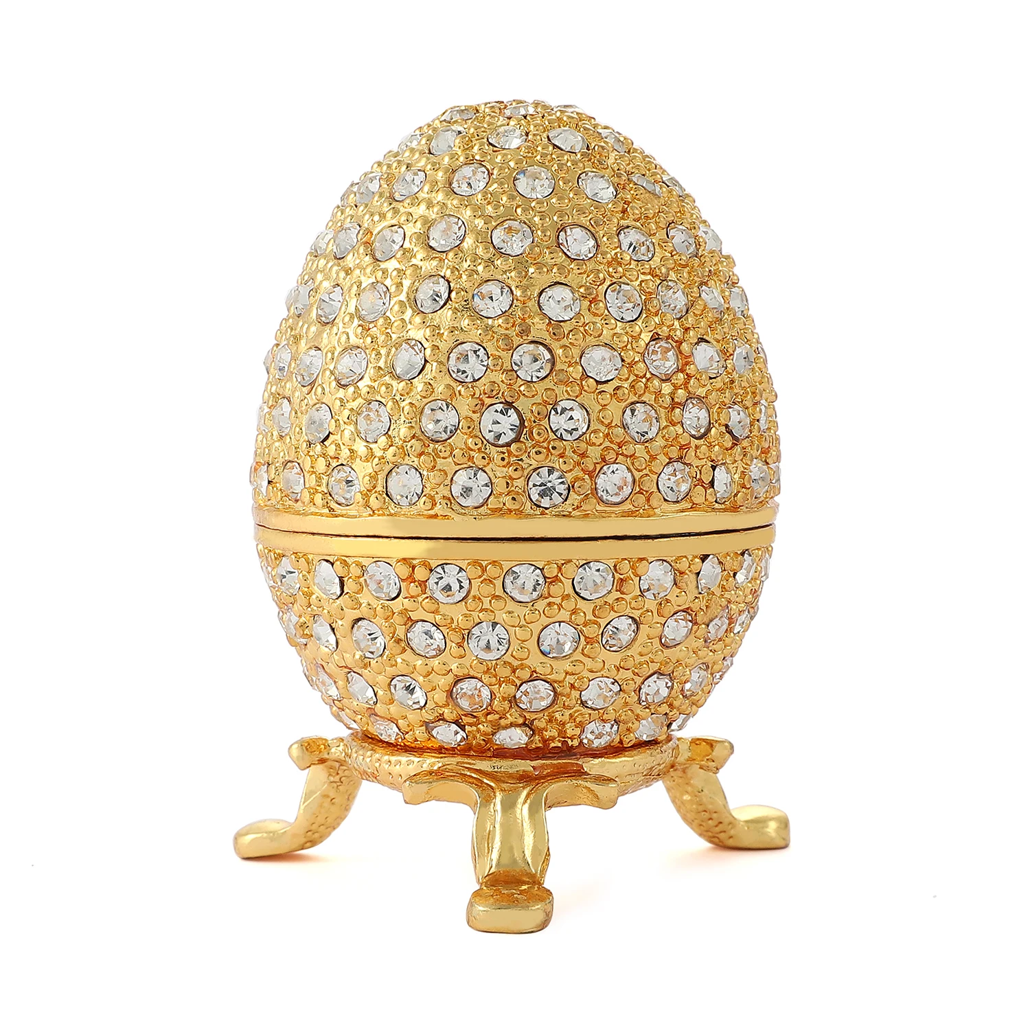 QIFU Metal Gold Easter Faberge Egg Crafts Trinket Box Home Decor