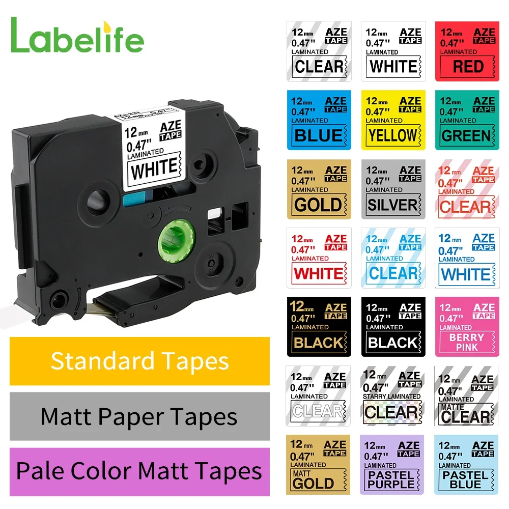 6/9/12mm Label Tape TZe231 tze221 Compatible for Brother Ptouch Label