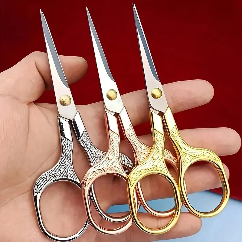 Sewing Scissors 1PC Stainless Steel Retro Embroidery Tailor Shears Fabric Cutter DIY Sewing Accessories