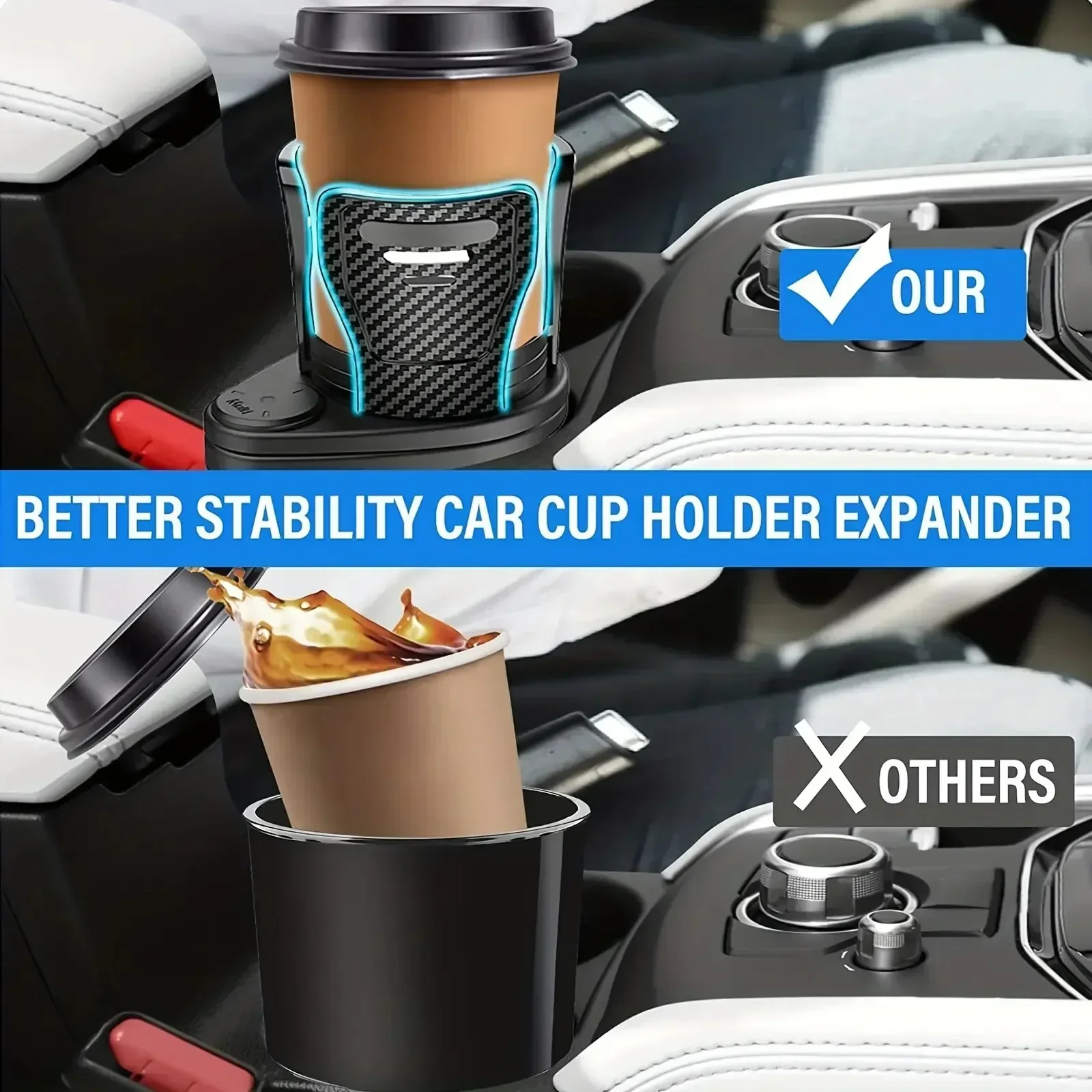 4 in 1 Car Cup Holder 360 Degree Rotating Water Vehicle Mounted No-Slip Cup Holder Multifunctional Dual Holder Auto Accessories